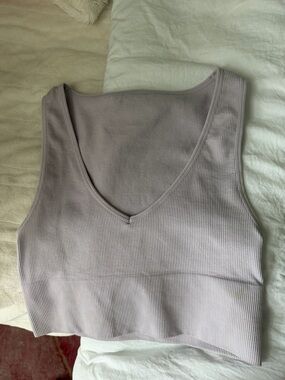 Target Ribbed V-Neck Crop Tank Top - Lavender Gray